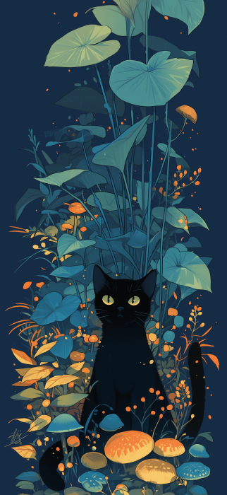 Forest Cat Illustration