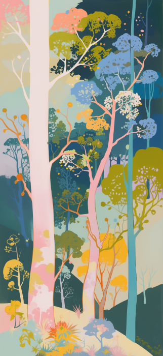 Blue and Yellow Trees with Witch Core