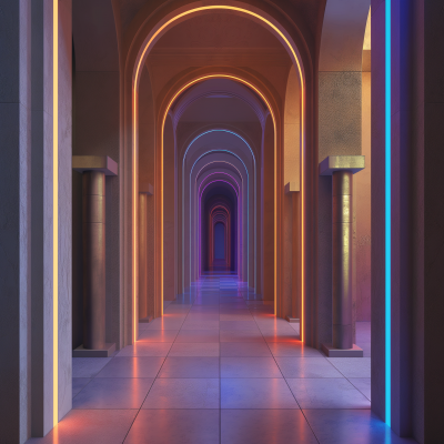 Futuristic Temple Hallway