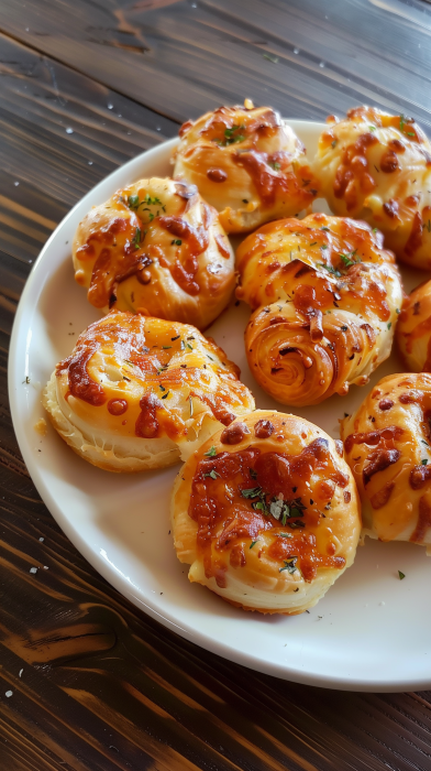 Pizza Puffs on White Plate