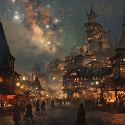 Fantasy Market in Medieval City
