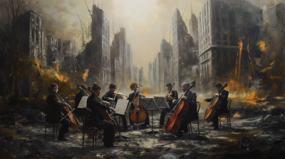 String Orchestra in Dystopian City Park