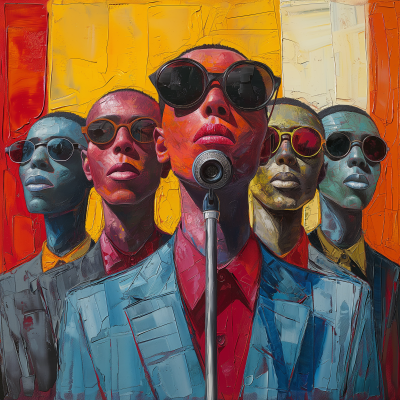 Rock Music Band Oil Painting