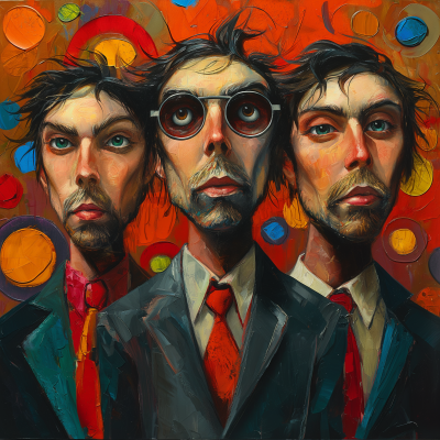 Five Members Rock Band in Oil on Canvas