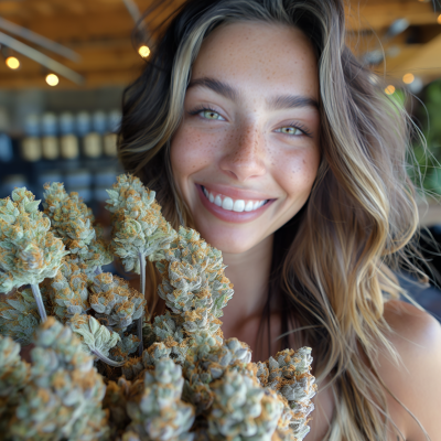 Woman with Giant Marijuana Buds
