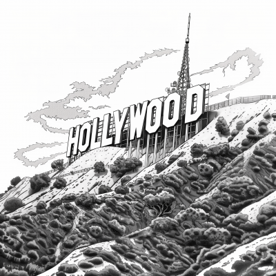 Hollywood Sign Comic Illustration