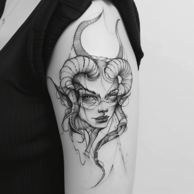 Demonic Tattoo on Woman’s Bicep