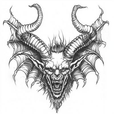 Devil Tattoo Line Drawing