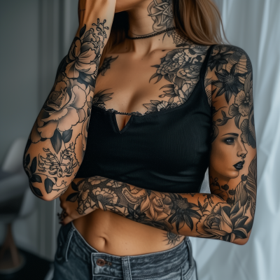 Sleeve of Evil Tattoos