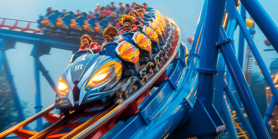 Roller Coaster Ride at an Amusement Park