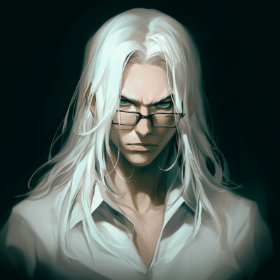 Intense White-Haired Man Portrait