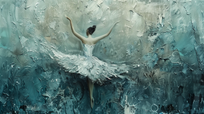 Abstract Ballerina in Monochromatic Textured Painting