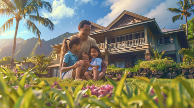 Happy Hawaii Family Buying Home