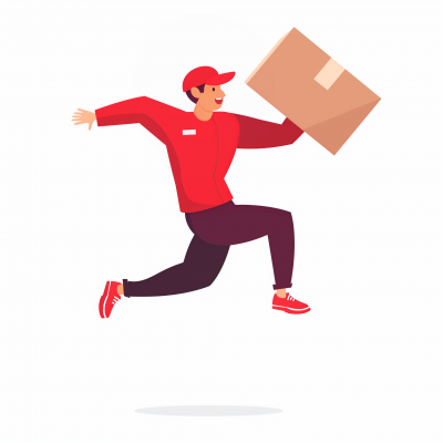 Floating Delivery Man with Cardbox