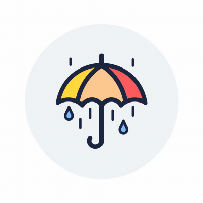 Vector Umbrella Icon in Circle