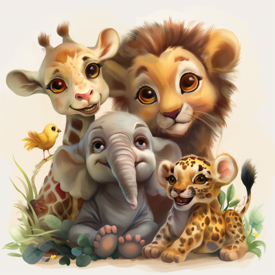 Animals Baby Cartoon Illustration