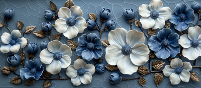 Blue and White Porcelain Floral Texture