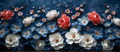 Blue and White Porcelain Floral Texture