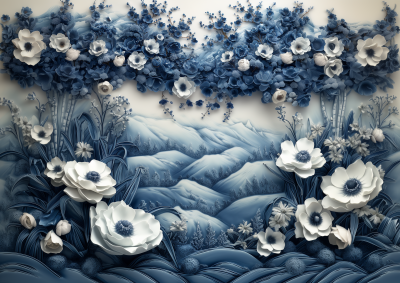 Blue and White Porcelain Forest Texture