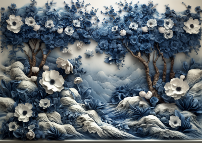 Blue and White Porcelain Forest Texture