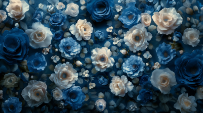 Blue and White Porcelain Rose Floral Texture