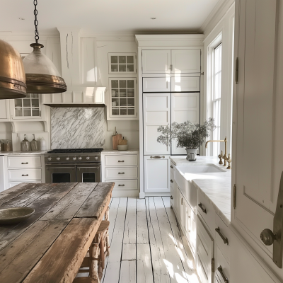 Luxury White Kitchen in Greek Revival House