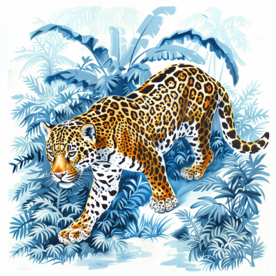 Gouache painted jaguar