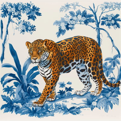Vivid Gouache Jaguar Painting