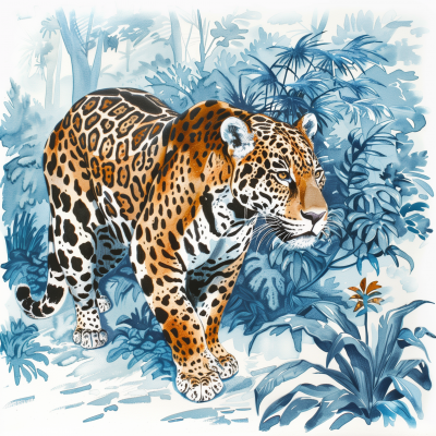 Full Body Gouache Painted Jaguar