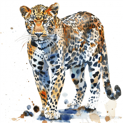 Gentle Watercolor Leopard