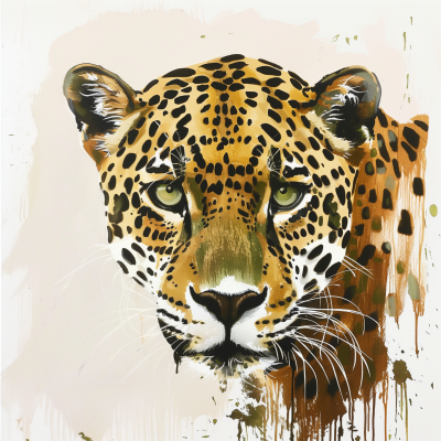 Jaguar Face Gouache Painting