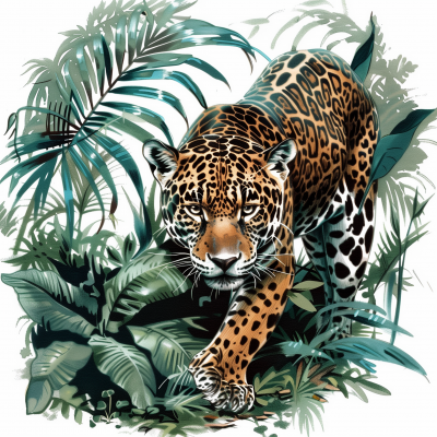 Close-up Jaguar Face Illustration