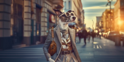 Confident Dog with High Fashion