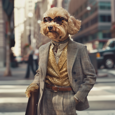 Confident Dog in Stylish Outfit
