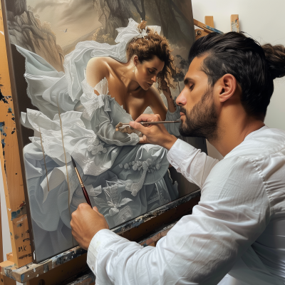 Italian Painter Painting a Woman