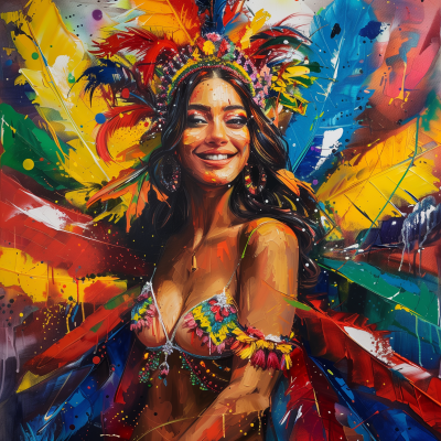 Untitled Oil Painting of a Brazilian Samba Dancer