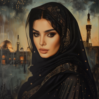 Saudi Arabian Woman in Black Abaya