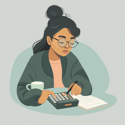 Woman Using Calculator