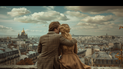 Vintage couple overlooking Paris
