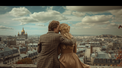 Vintage Couple on Paris Rooftop