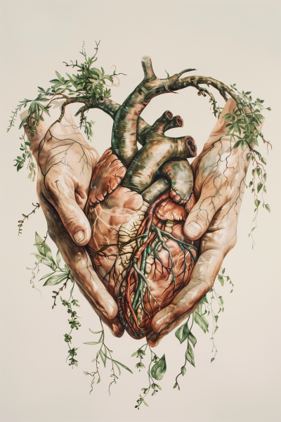 Anatomical Heart Watercolor Concept Art