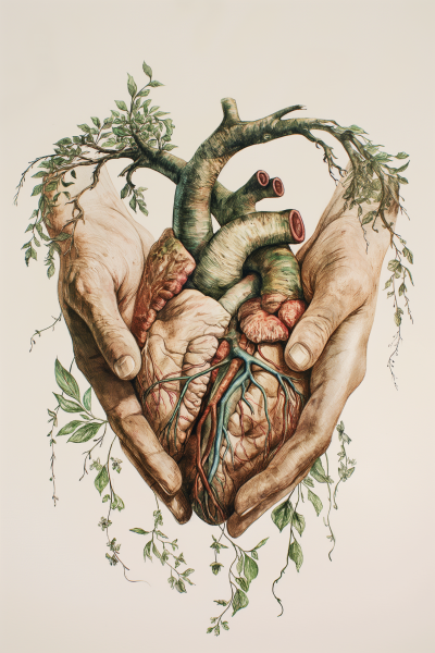 Anatomical Heart Watercolor Illustration