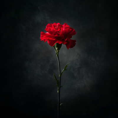 Red Carnation in Dark Background