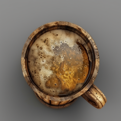 Medieval Wooden Beer Mug Top View
