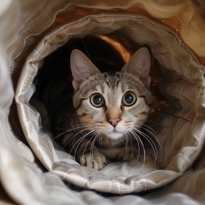 Curious Cat in Tunnel