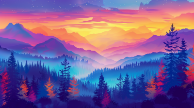 Forest Sunset Illustration