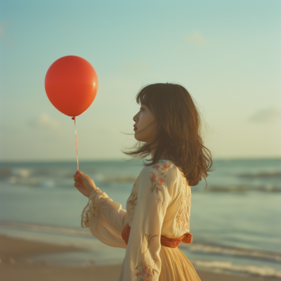 Red Balloon on the Beach