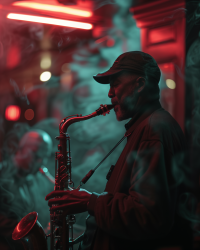 Saxophonist in Jazz Club