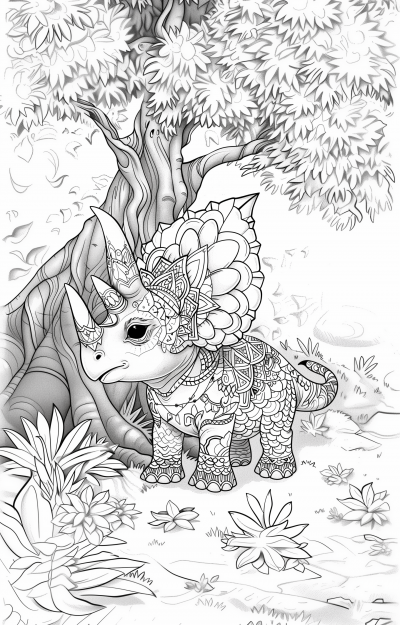 Triceratops Baby Coloring Page