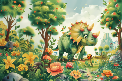 Triceratops and Ladybug Kids Book Cover